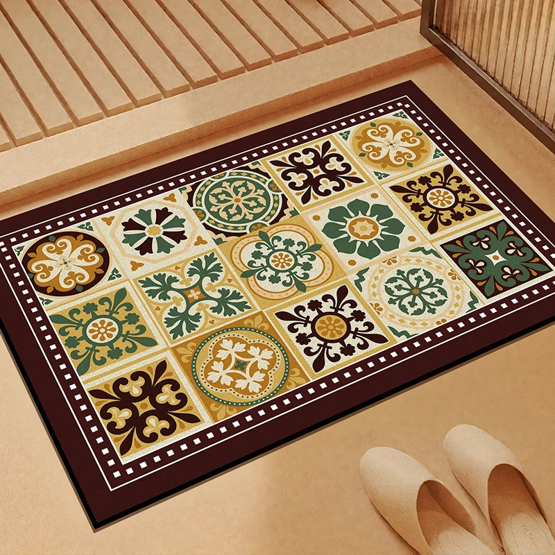 tapis sol multicolore patchwork moderne motifs géométriques floraux salle bain lavable machine absorbant