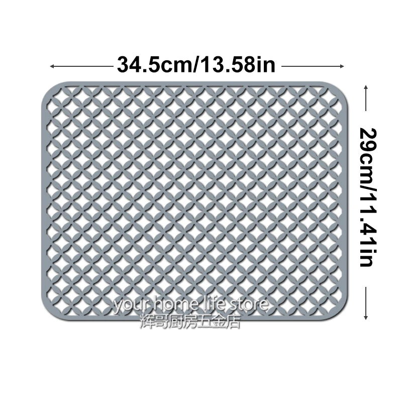 tapis cuisine silicone gris moderne perforé protection évier 72x39.5cmversiblelavabo