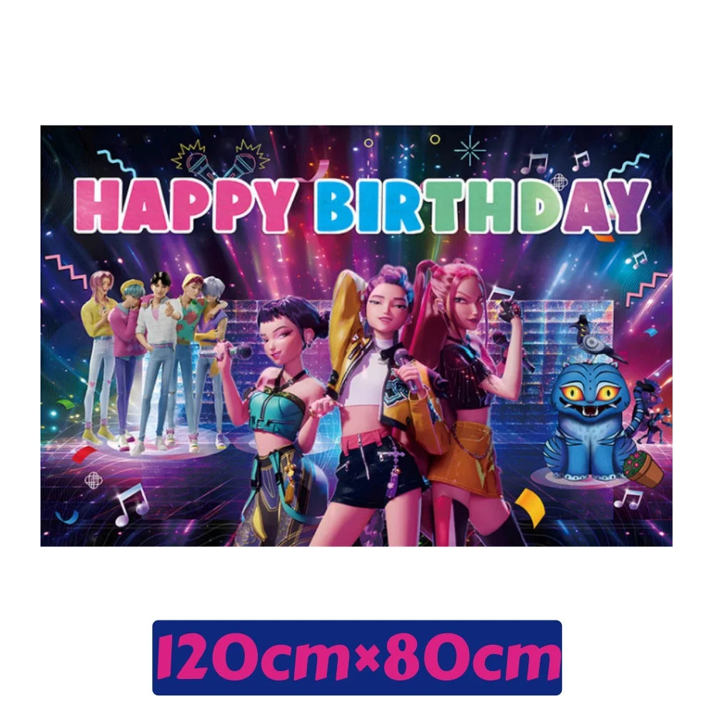 kit décoration anniversaire fille personnages dessin animé assiettes gobelets serviettes nappe guirlande rose violet