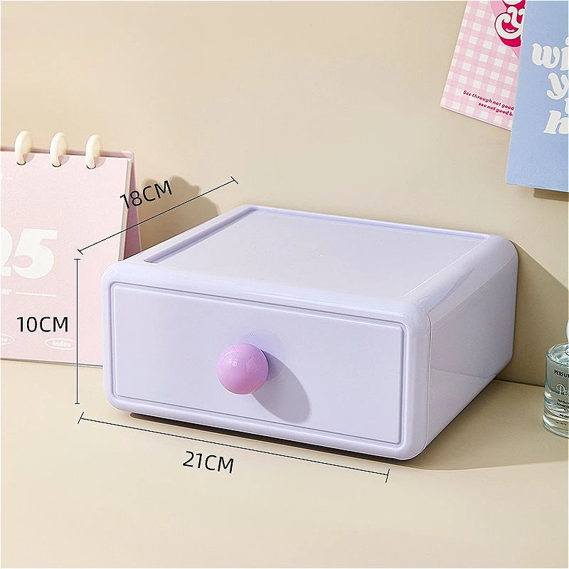 boîte rangement jaune vert rose moderne minimaliste matériau plastique opaquet tiroirs coulissants capacite 2l