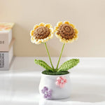 décoration maison tricotée bouquet fleurs artificielles anniversaire baby shower tricolore creative artisanal