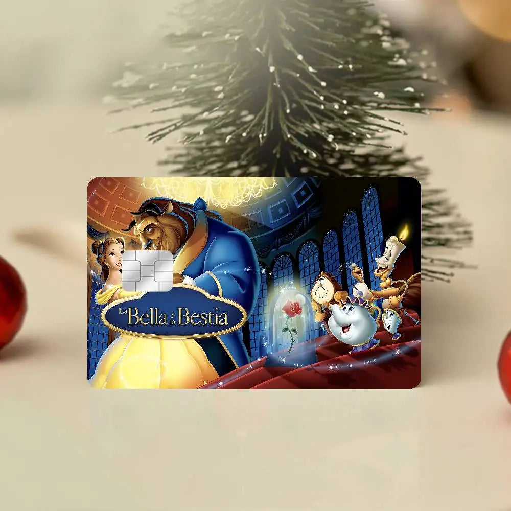 étui cartes bancaires adhésif belle bête vitraux colorés rose personnages réutilisable