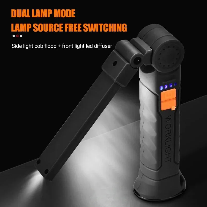 lampe travail rechargeable pliable aimant anti dérapante noir moderne pratique usb