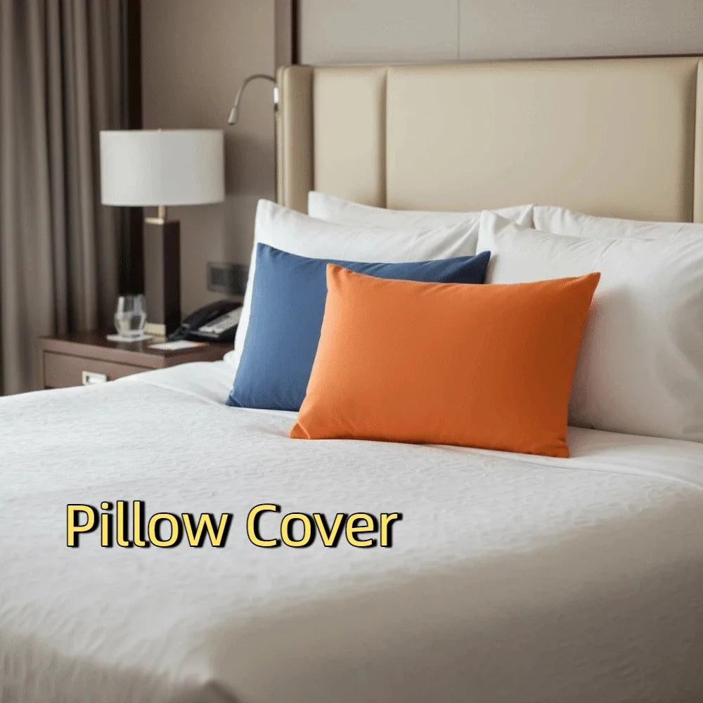 taies d'oreiller polyester coton motif uni bleu marine orange gris moderne fixations pack coussins
