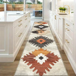tapis bohème aztèque antidérapant intérieur extérieur beige marron orange gris noir moderne ethnique