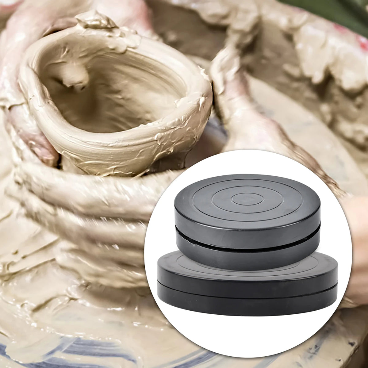 support poterie noir circulaire gravure centrale moderne opaque sculpteur potier