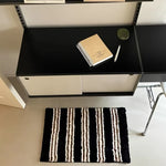 tapis moderne bleu clair marron blanc rayures antidérapant polyester feutre chambre bain salon