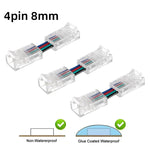 connecteurs led transparents broches dorées clips modernes 24v basse tension câbles colorés rouge vert