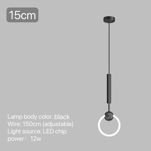 suspension lumineuse moderne anneaux dorés noirs minimaliste éclairage intérieur salon chambre