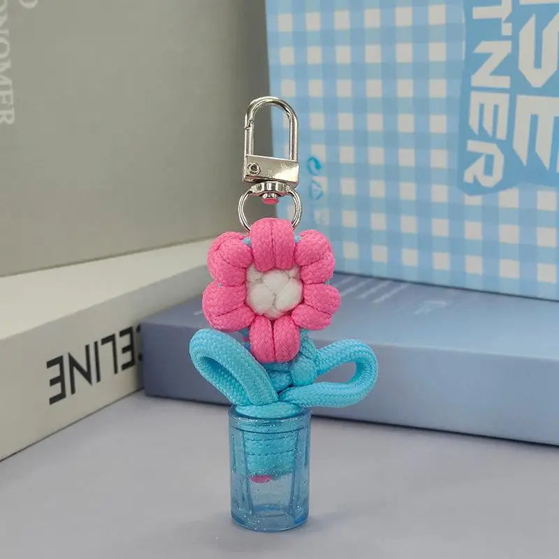 porte clés fleur tridimensionnelle couleurs vives boucle métallique créatif artisanal transparent opaque