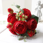 bouquet fleurs artificielles rose pivoine gypsophila mariage anniversaire décoration intérieureextérieur 30cm