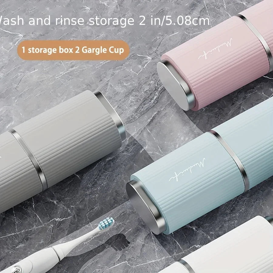 pot brosse dents portable blanc rayures vertes moderne rangement brosse dents voyage étui dentifrice