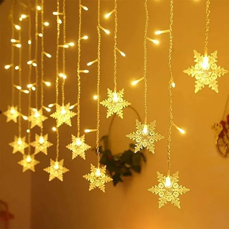 guirlande lumineuse flocons neige blanc multicolore clignotante noël moderne étanche festive mariage
