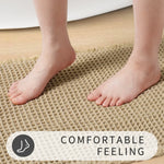 tapis bain moderne beige clair maille fine antidérapant absorbant eau sèche rapide bordure frisée