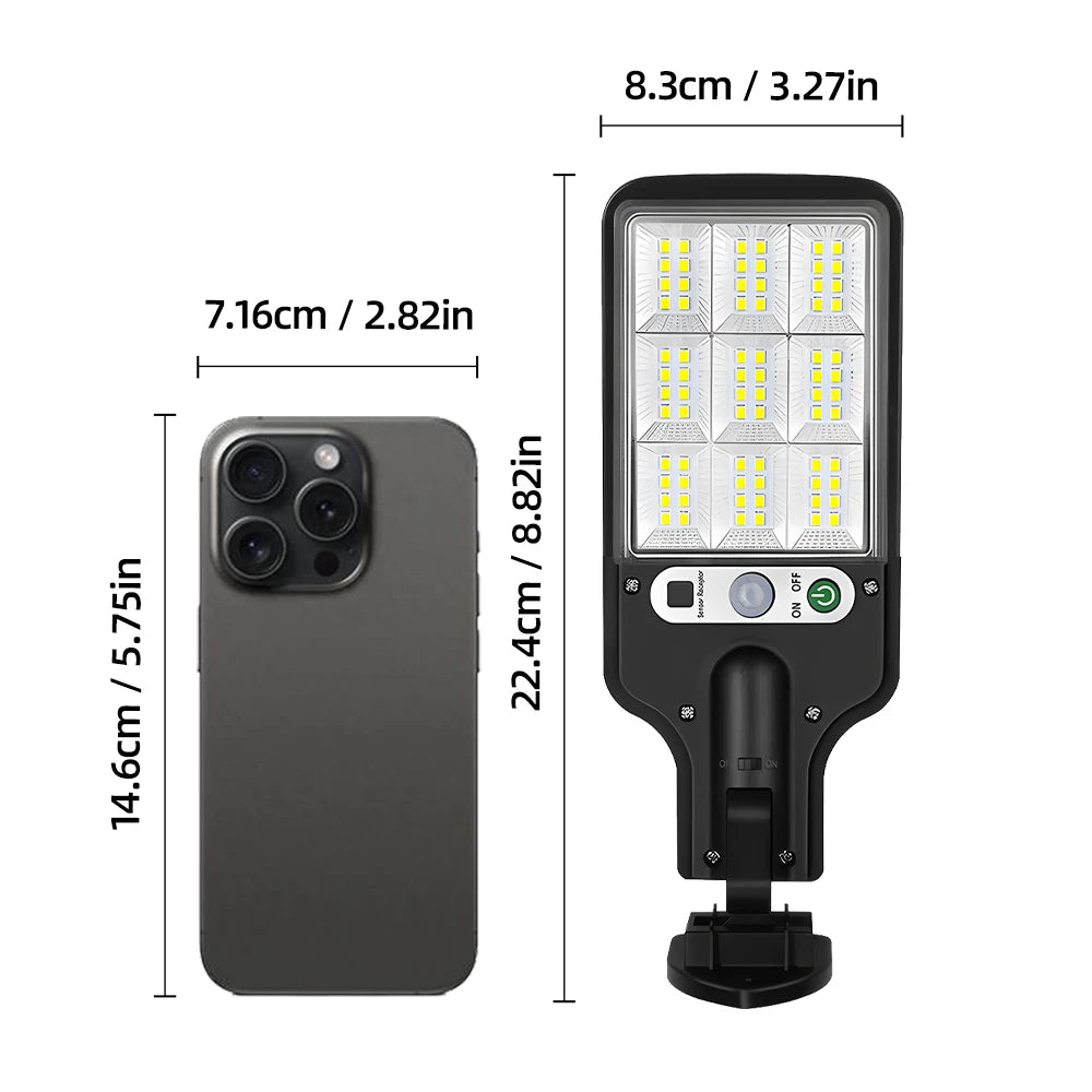 lampe solaire murale détecteur mouvement led noire ip65 moderne télécommande contrôle distant 18+lumières abs