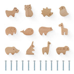 boutons tiroir animaux motifs modernes cartoon vis fixés blanc beige marron gris rose bleu