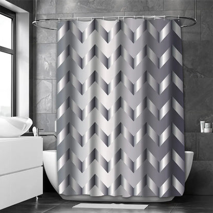 Une image d'un élégant rideau de douche en argent, fabriqué en aluminium durable, parfaitement harmonisé avec les autres accessoires de salle de bain. Le rideau, un élément clé de la plomberie, ajoute une touche de sophistication et de modernité à l'espace de la salle de bain.