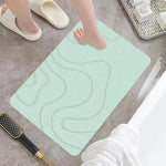 tapis bain gris moderne absorbant rapide securation ondulé vert clair entrée