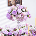 décoration mariage rose violet fleurs artificielles table arrangement floral événement romantique élégant