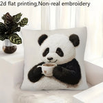 housse coussin carré panda polyester blanc imprimé maison salon chambre voiture