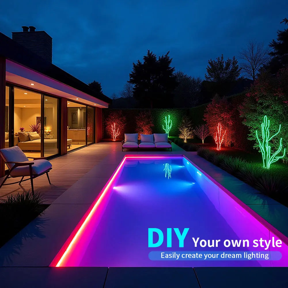 ruban led néon rgb cob 576 diodes ultra lumineux flexible étanche ip68 moderne