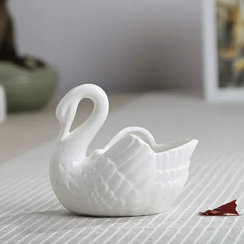 vase cygne céramique blanc rose plumage sculpté moderne décoration intérieure bougie plante élégante fonctionnelle