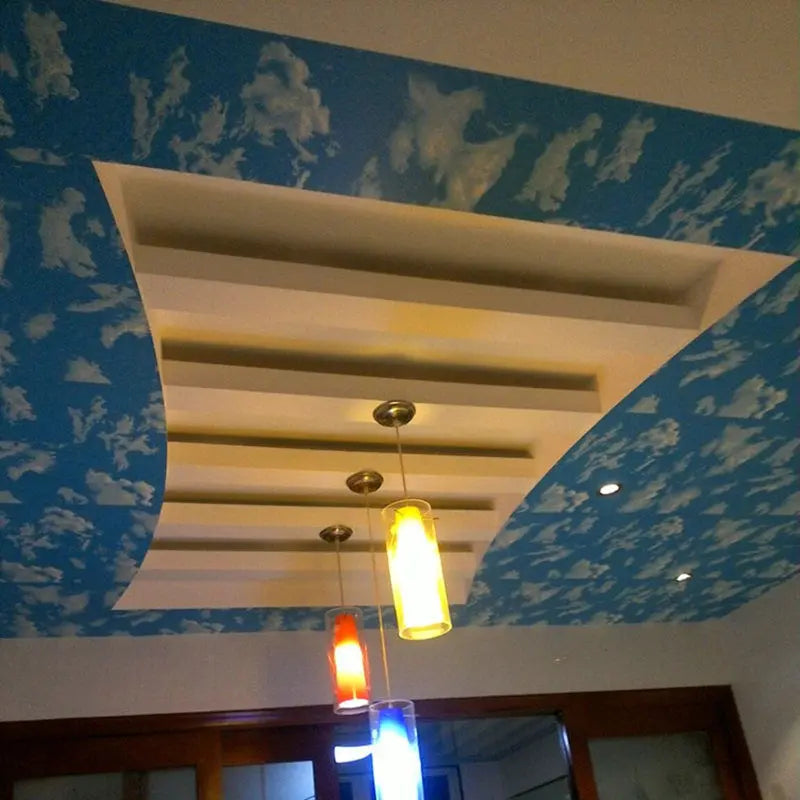 papier peint auto adhésif 3d ciel bleu nuages moderne imperméable résistant humidité isolation thermique