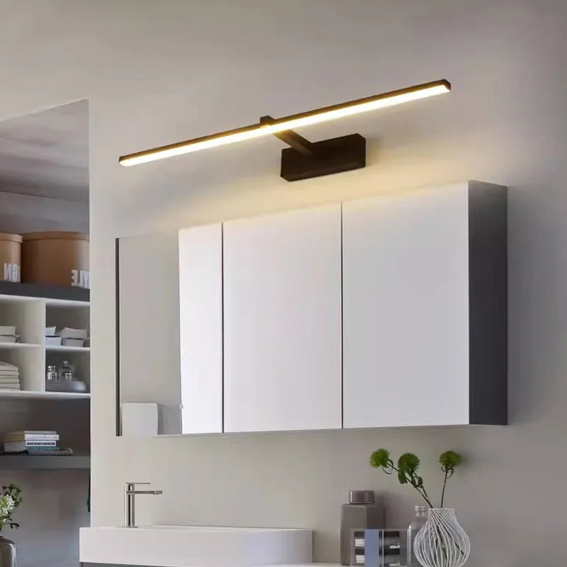 lampe led moderne fixée mur éclairage salle bain chambre coucher noir mat 40cm 60cm