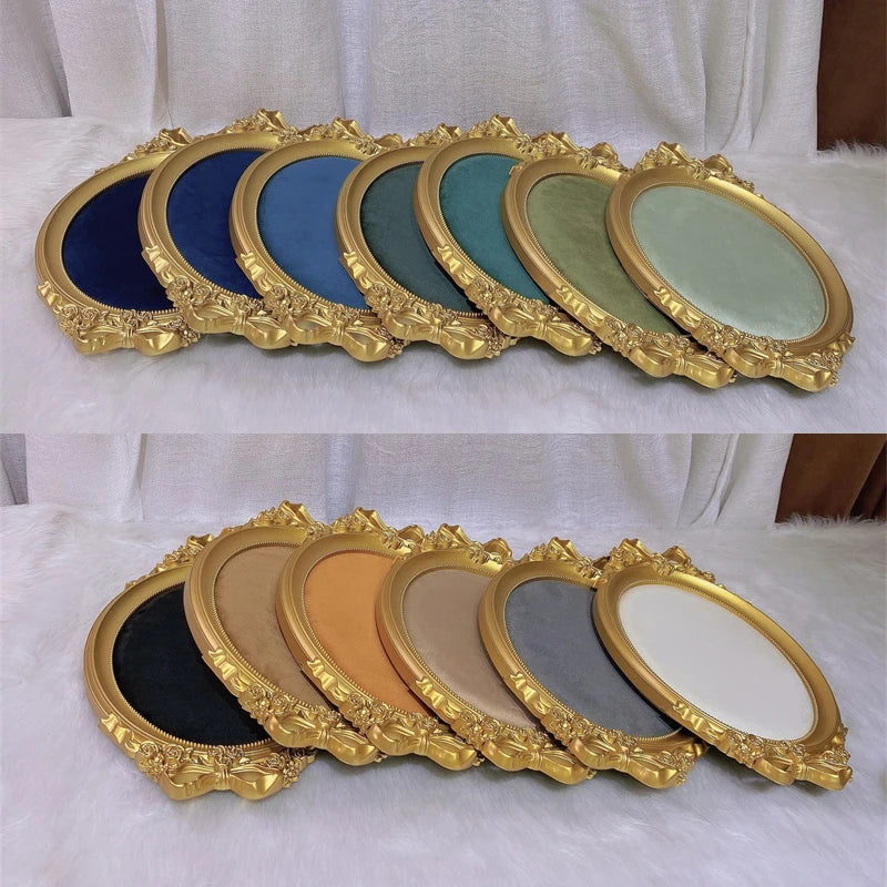 plateau présentation bijoux forme cadre photo doré velours couleur