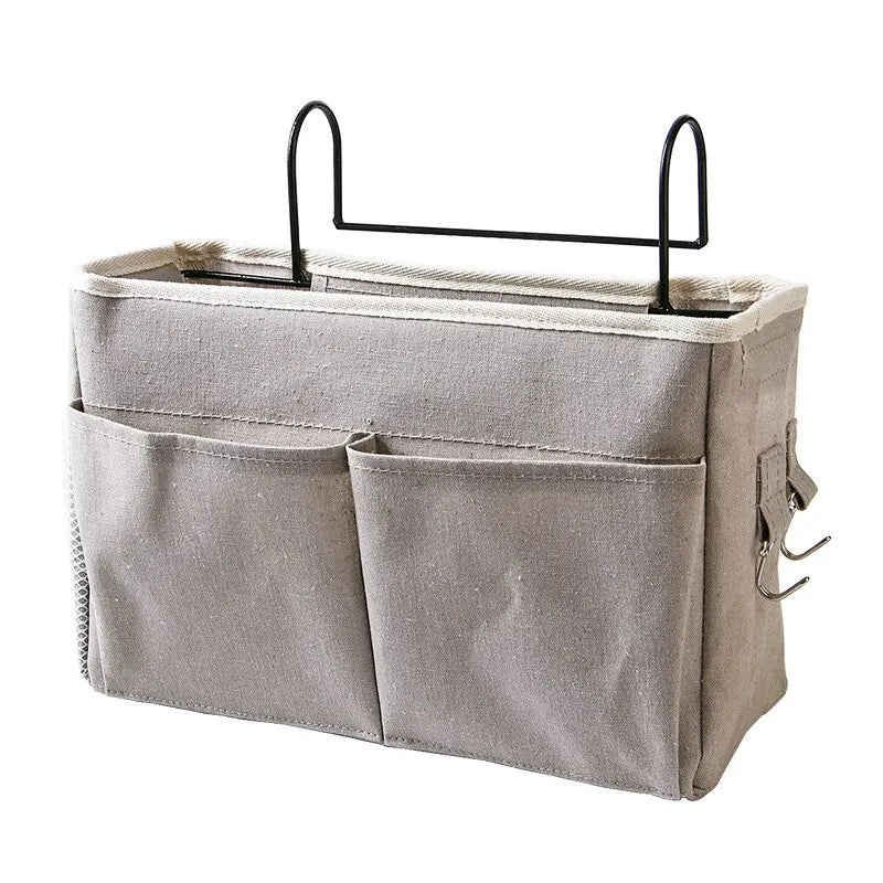 sac rangement suspendu bébés gris clair moderne fonctionnel compartiments crochets métalliques