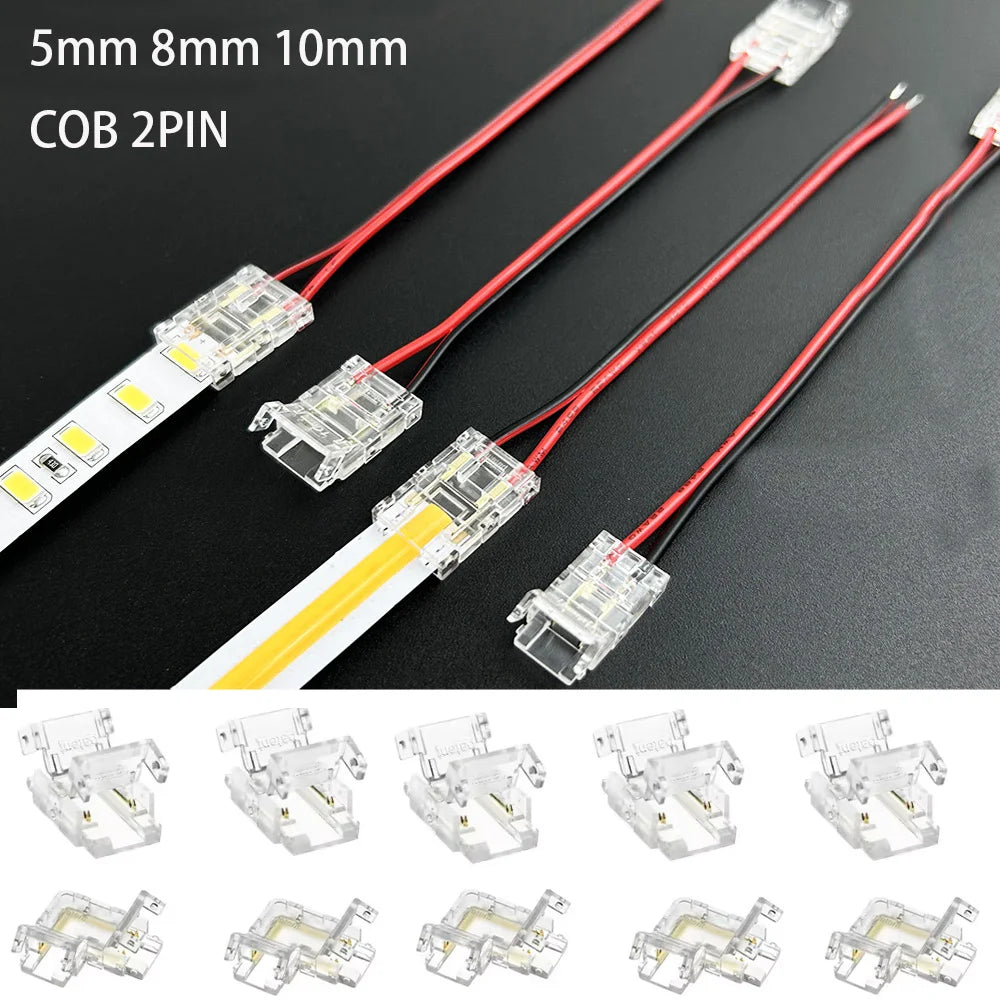 ruban led cob 2pin blanc jaune transparent clips 5mm 8mm 10mm moderne fonctionnel