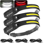 lampe frontale rechargeable led noire jaune blanche ajustable camping travail usb cem rohs ccc