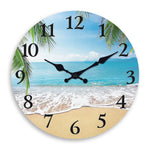 horloge murale bois paysage plage moderne aiguille quartz 24cm 29cm 34cm 39cm sóng ngắn