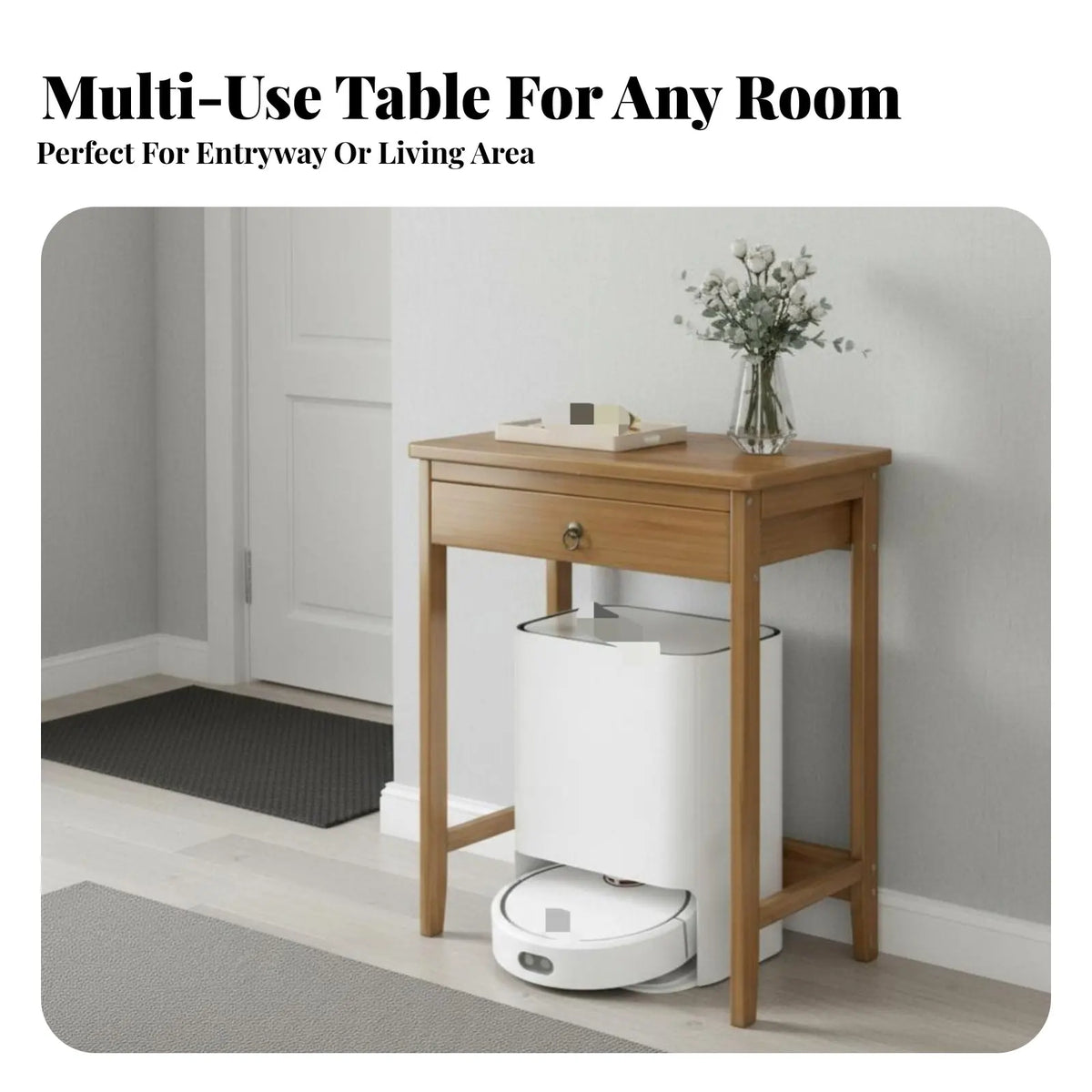 Table console minimaliste en bambou polir vue de côté
