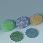 sous verres silicone motif floral moderne vert bleu orange 20.4 cm decoration bricolage