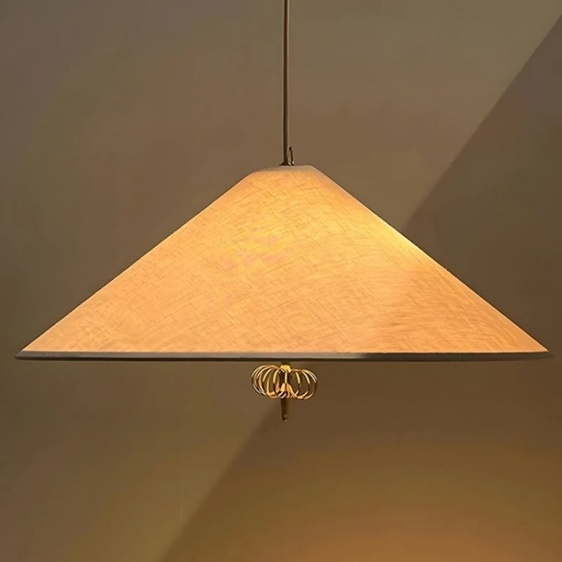 Suspension lumineuse tissu texturé vintage 6000K 3000K doré noir salon chambre