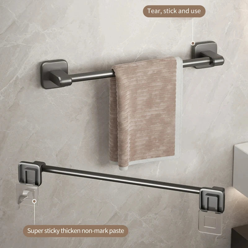 porte serviettes mural adhésif gris moderne salle bain support rangement serviettes guide mesure