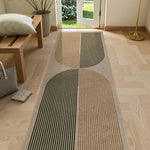tapis moderne géométrique rayures horizontales beige noir rouge salon chambre entrée minimaliste polyester polypropylène