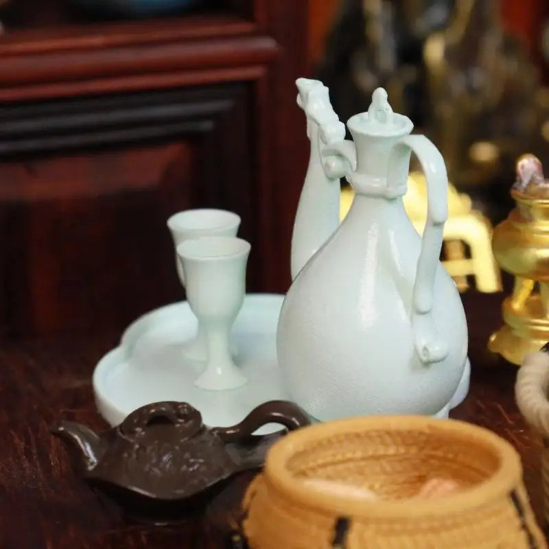 accessoires poupées résine cruche plateau coupes décor maison poupée traditionnelle coréenne