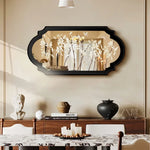 miroir mural adhésif noir fleurs papillons classique salon chambre deco