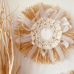 décoration murale bois boho franges colorées naturel moderne minimalisme chambre salon entrée