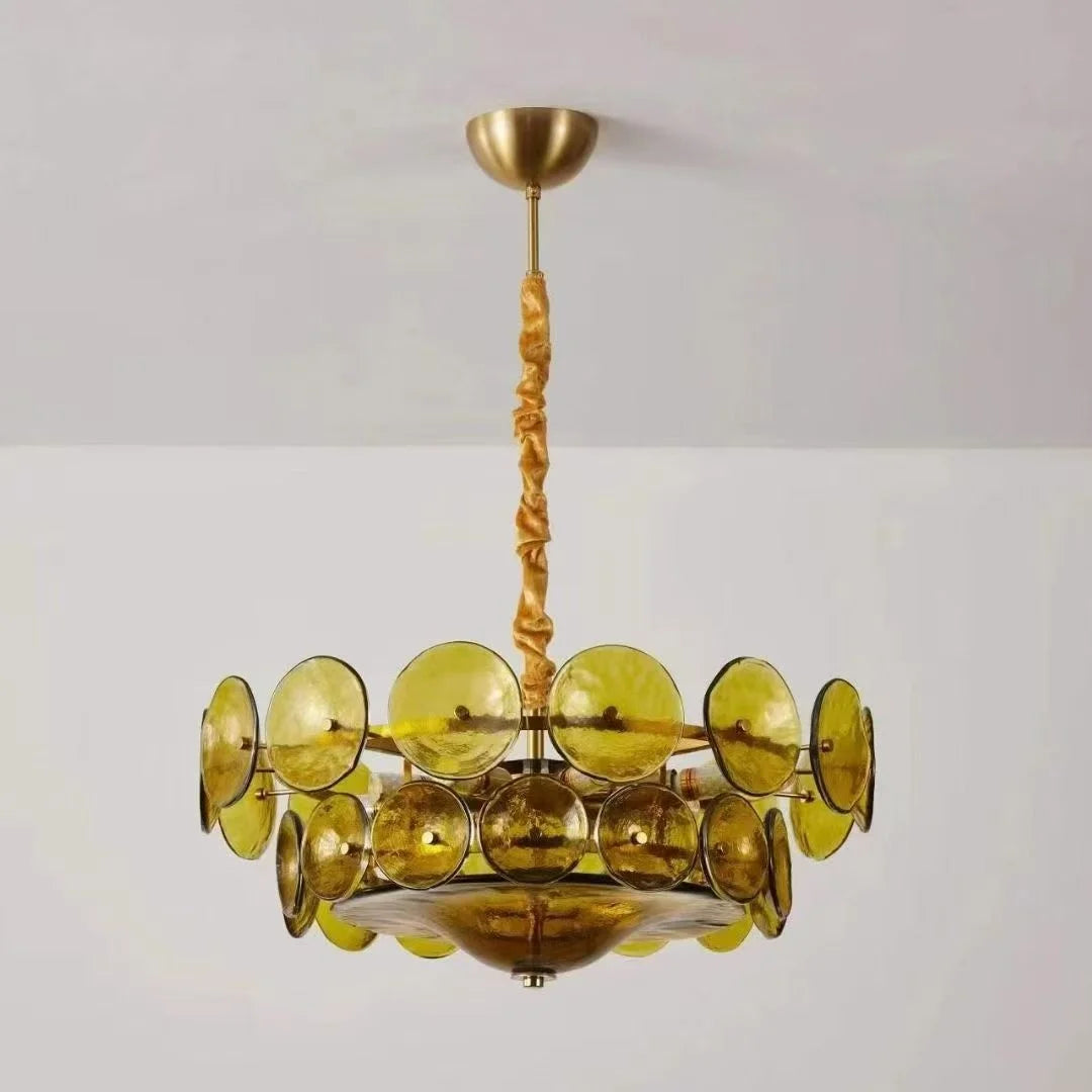 lustre moderne orange jaune blanc circulaire translucide chaîne suspension élégante 60cm 80cm