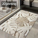 tapis tropical feuilles relief moderne anti dérapant doux rapide salle bain beige clair