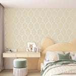 feuilles stylisées stencil blanc brun art deco peinture murale projet artisanal texture opaqueduocircle