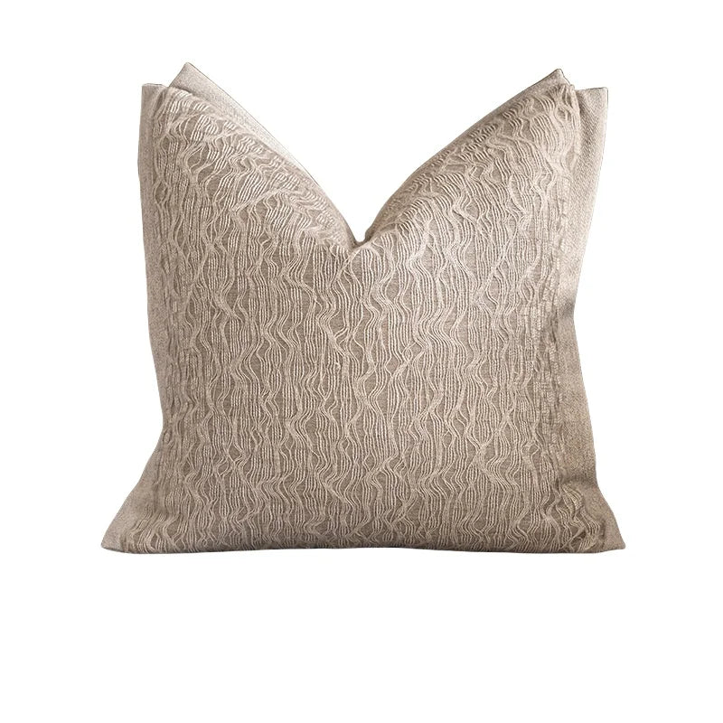 housse coussin carré géométrique beige marron texture veloutée contemporaine décoration maison