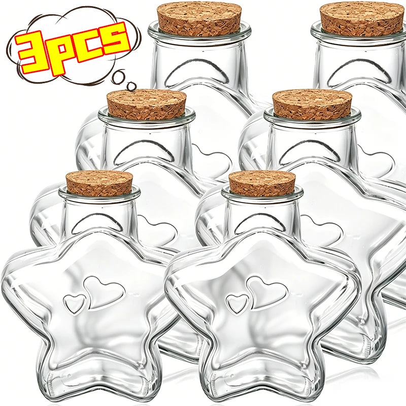 bouteilles étoile transparentes coeurs opalescentes blanches capsules liège vintage decoration mariage anniversaire loisirs créatifs