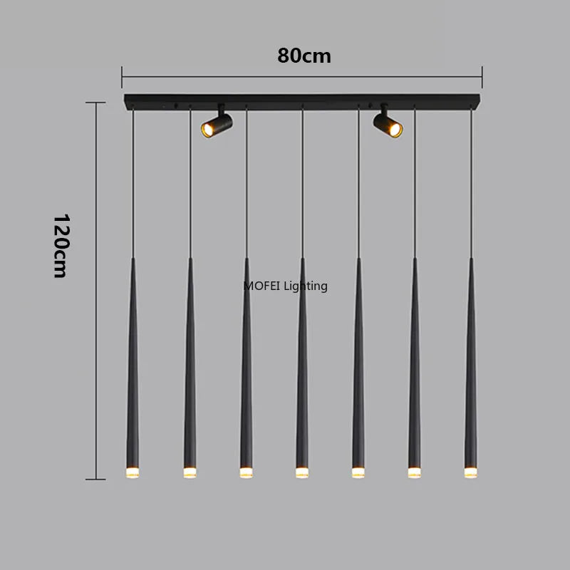Suspension lumineuse moderne noire led minimaliste éclairage intérieur décoration maison 20 sources lumineuses