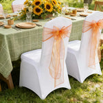 décoration événementielle mariage nœuds papillon rubans organza transparent orange bleu violet rose blanc sièges