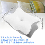 taie d'oreiller mousse mémoire forme papillon ergonomique cou blanc motif géométrique contemporain zip lisse