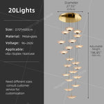 Suspension lumineuse contemporaine 15 lumières blanc doré D60 4000k 3000k 6000k